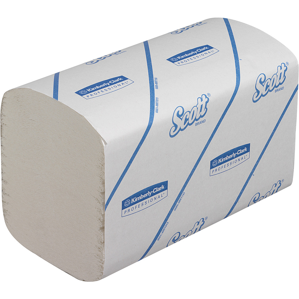 Håndklædeark, Kimberly-Clark Scott, 1-lags, V-fold, 22x21cm, 10,5 cm, hvid, 100% nyfiber, airflex