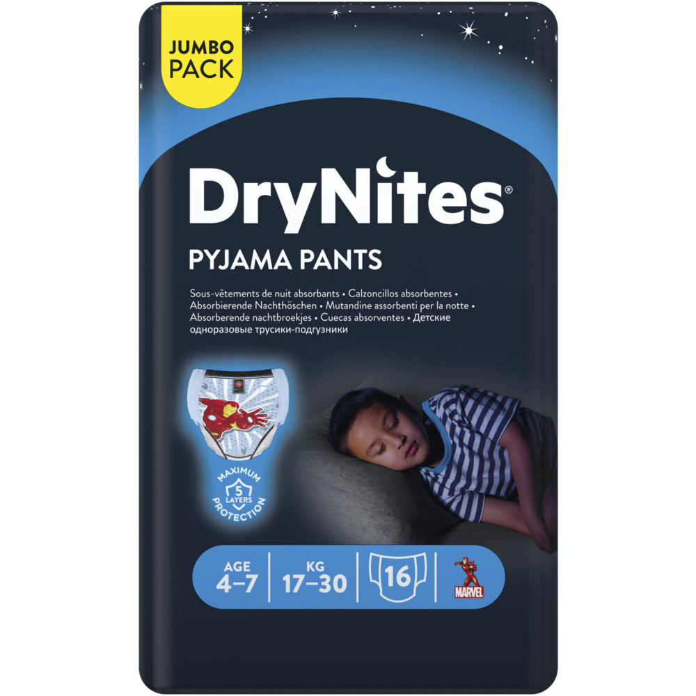 Børneble, bukseble, DryNites Pyjama Pants, 4-7 år, med print, 17-30 kg